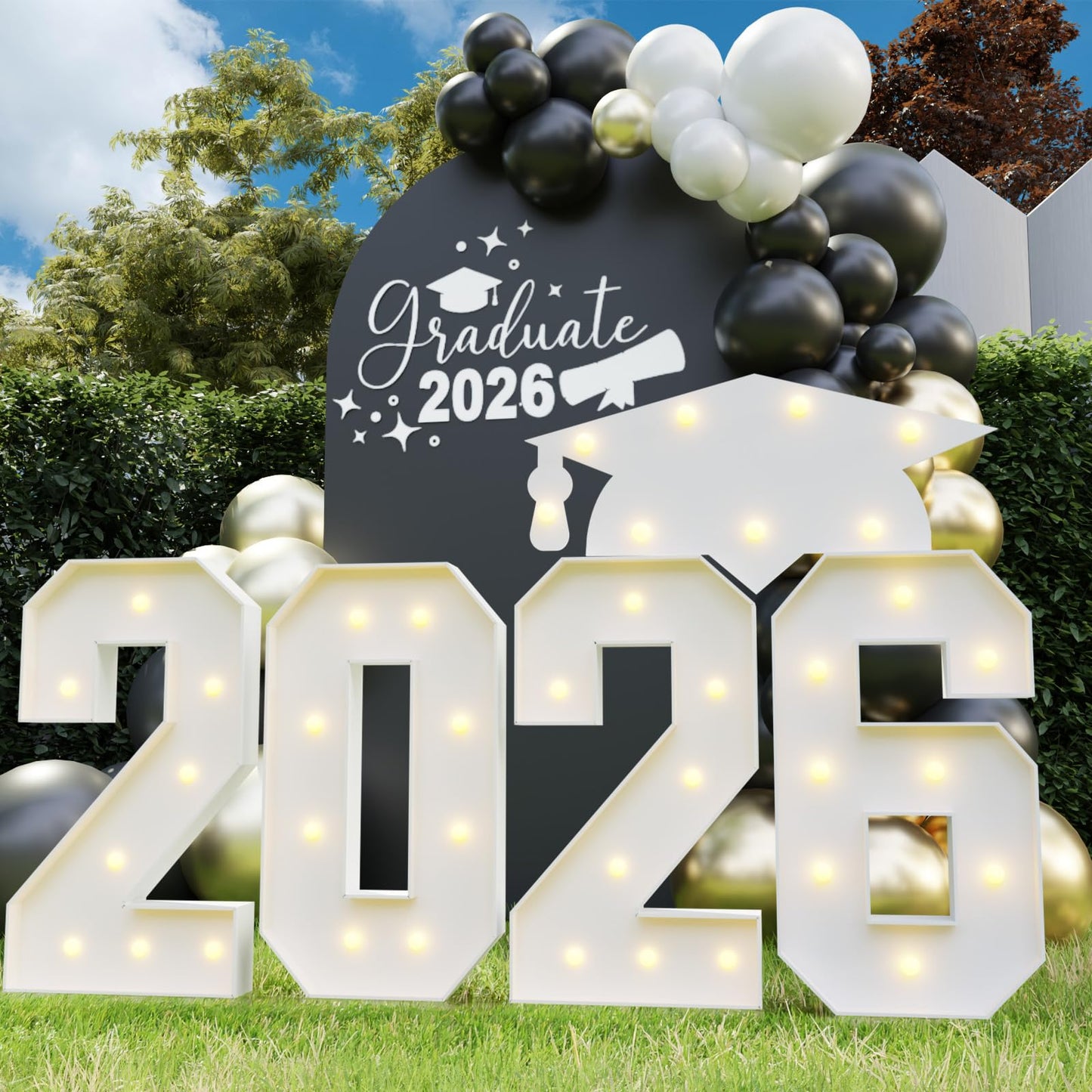 Graduation Decorations 2026, 2.3FT Marquee Numbers 2026 for Graduation Party Decorations, 2026 Light Up Numbers Kindergarten Graduation for Preschool High School College, 2026, 4 Pcs