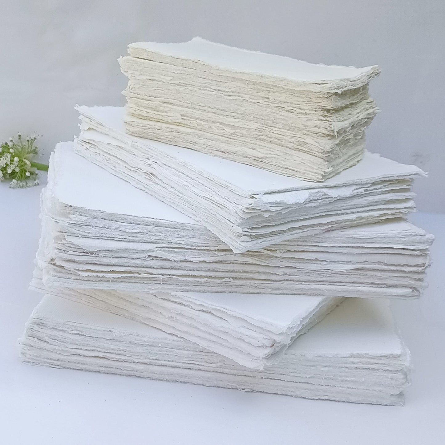 E-Tailor Handmade Cotton Paper Deckle Edge Loose Leaf Sheets 130 GSM Ivory White (5x7, Ivory-1-Pack of 50)