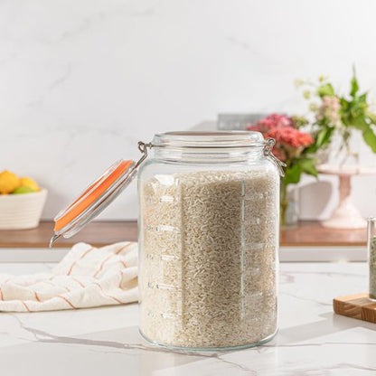 kitchentoolz 1 Gallon Glass Mason Storage Jars with Airtight Lids & Measurment Marks, Super Wide Mouth Canning Jars with Large Capacity for Pickles & Overnight Oats - 1 Pack