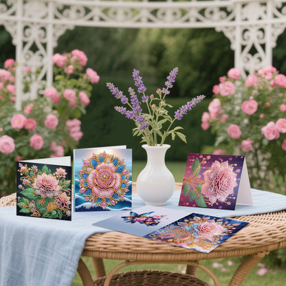 JZHYOAN 6Pcs Diamond Painting Cards Birthday Greeting Cards for Holidays Celebrations Diamond Art Card with Envelopes Crystal Arts Craft DIY Flower Gem Art Gem Painting Mosaic Kit for Adults