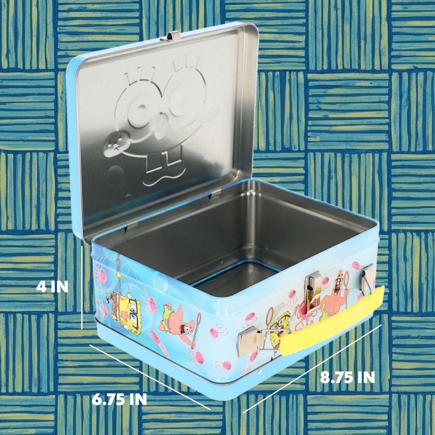 AQUARIUS SpongeBob SquarePants Fun Box 8x6 Inch - Official Nickelodeon Tin Storage Collectible Merchandise Gift for Kids, Teens and Adults
