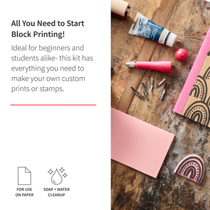 Speedball 3471 Super Value Block Printing Starter Kit – Includes Ink, Brayer, Lino Handle and Cutters, Speedy-Carve