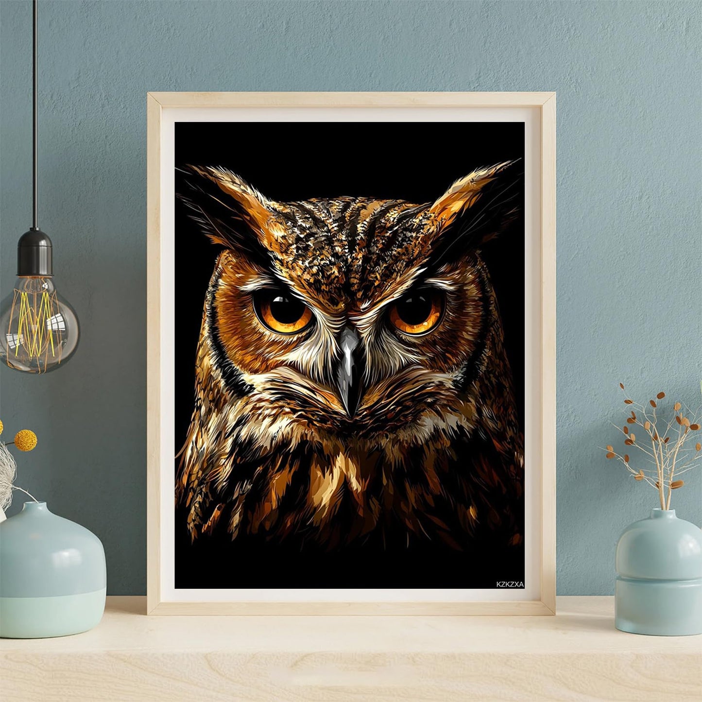 KZKZXA Owls Face in Dark 5D Diamond Art Painting Full Round Drill Diamond Art Painting by Number Kits for Adults Mosaic Cross Stitch for Wall Decor 12x16in