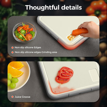 Sumzzz Stainless Steel Cutting Board - 2-in-1 Double-Sided Chopping Board, Large Non-Slip Design, 16”×11”
