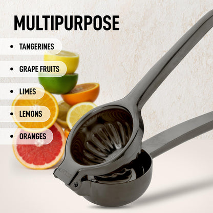 Zulay Kitchen Lemon Squeezer Stainless Steel - Premium Quality, Heavy Duty Solid Metal Squeezer Bowl - Large Manual Citrus Press Juicer and Lime Squeezer Stainless Steel - Black