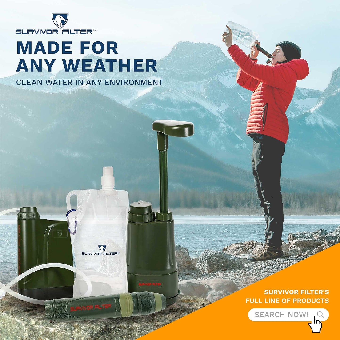 Survivor Filter Portable Water Filter Straw - Water Filter Camping, Travelling and Hiking - BPA-Free