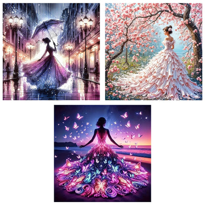 croshom Diamond Art Kits for Adults, 3 Packs Woman Diamond Painting Kits for Adults Beginners, 5D DIY Full Round Drill Gem Craft for Adult Gifts, Home Wall Decor 12" x 12"