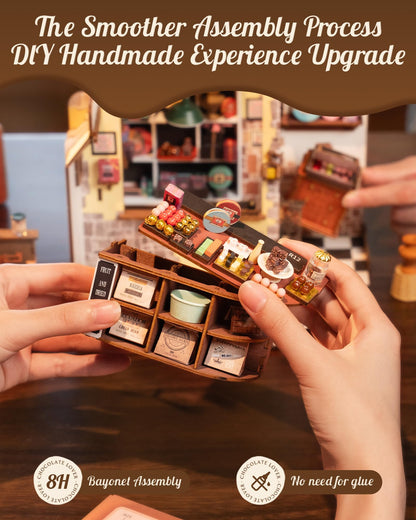 Rolife DIY Miniature House Kit Henry's Chocolate Shop, Tiny House Book Nook for Bookshelf Decor, 3D Puzzles Model Building Kits for Teens, Birthday Gifts/Craft Kits for Girls Boys (Henry's Chocolate)