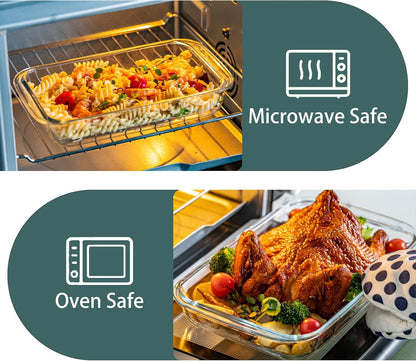 Regine Switzerland Glass Baking Dish Set - 3-Piece Oven & Microwave Safe Bakeware for Lasagna