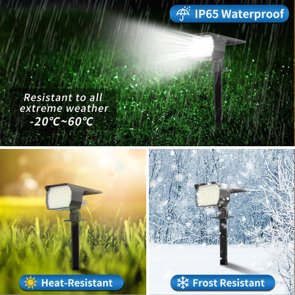 WENATY Solar Spot Lights Outdoor Waterproof IP65, 12 Pack Landscape Spotlights with 46 LEDs, 3 Modes Auto On/Off Solar Powered Flood Lights for Outside Pathway, Yard, Garden, Walkway (Cool White)