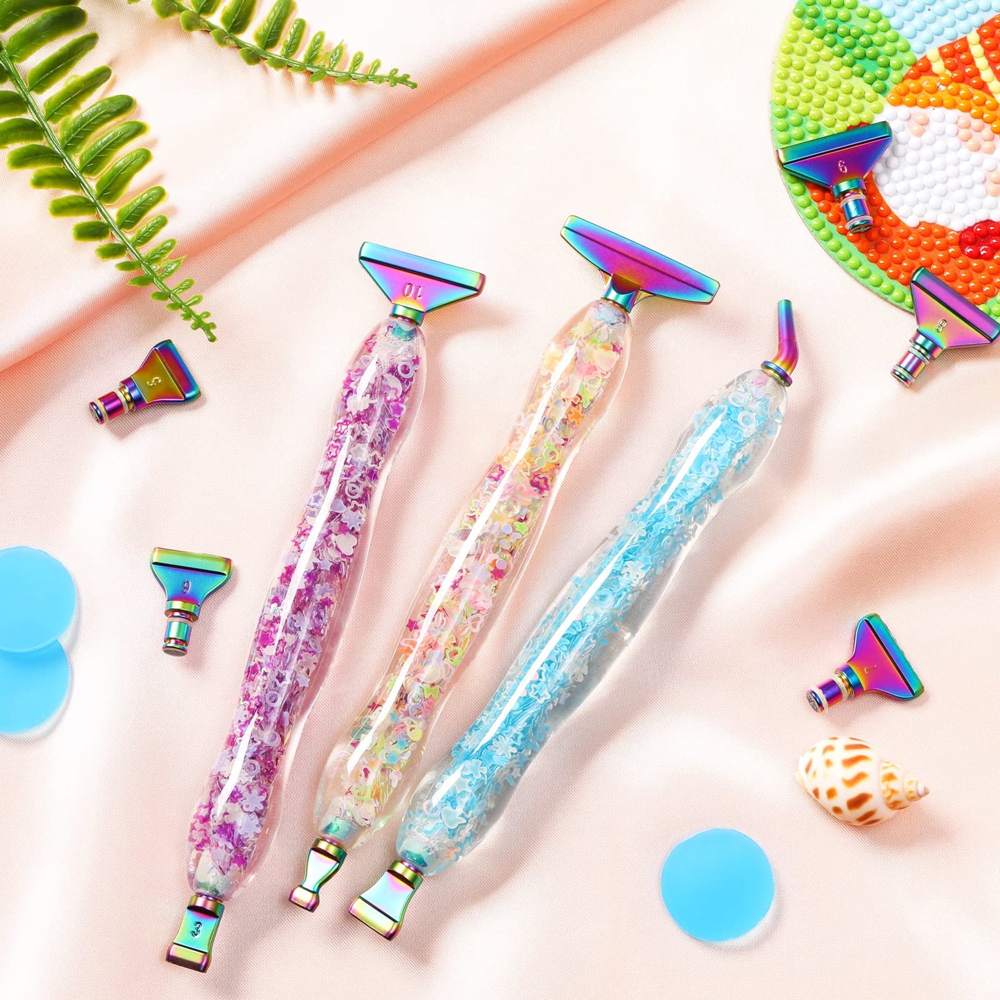 Geyoga 22 Pcs Luminous Painting Pen Kit DIY Art Accessories and Tools Painting Metal Pen Tips Rhinestone Picker Tool with Tips and Wax Paint-by-Number Kits for Adults