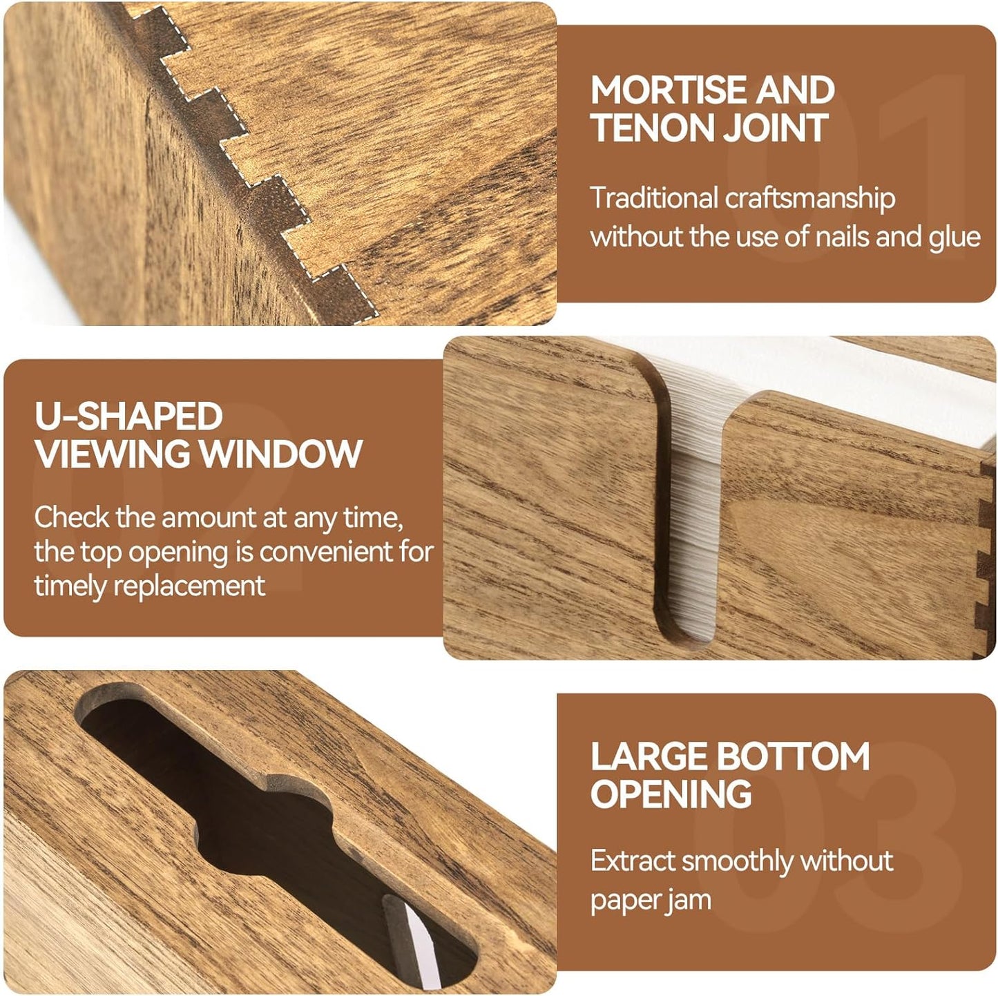 Countertop KIRIGEN Wood Paper Towel Dispenser - Wall Mounted Paper Towel Holder for Kitchen Restroom Decor and Bathroom