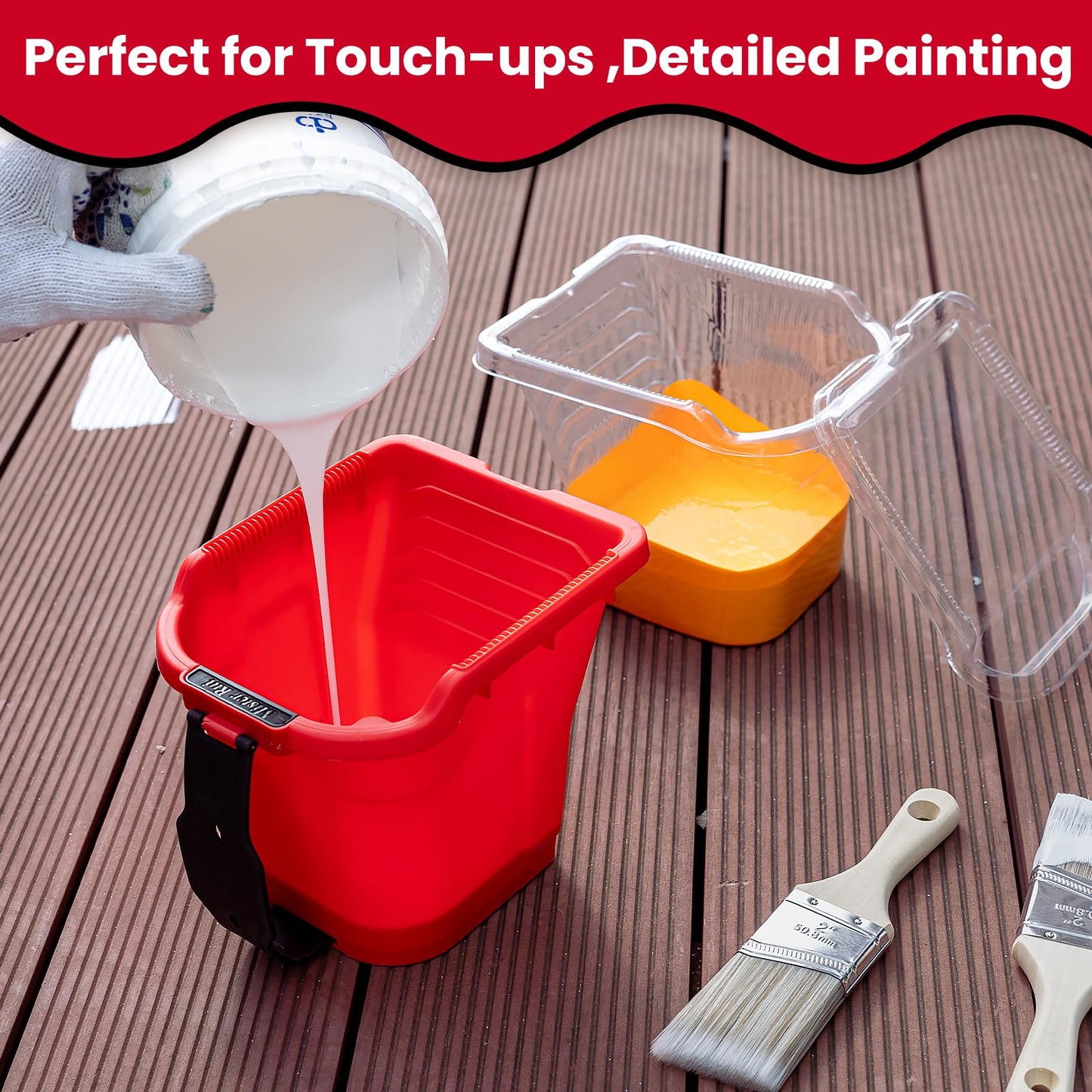 Mister Rui 4" Paint Bucket Hand Held, 8 Pack, Paint Cups, Paint Pail Liner with Lid, for Touch-ups, Crafts, and Coating Projects
