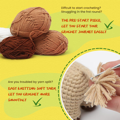 GONELYON Crochet Kit for Beginners, 2 PCS Crochet Animal Kit Highland Cattle, with Step-by-Step Video Tutorials, Beginner Crochet Kit for Adults, DIY Amigurumi Animal Craft Kit
