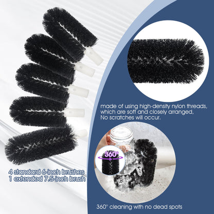 BRS-1722 Glass Washer Brush Replacement Part, Compatible with Bar Maid SS-100, SS-101, A-200, A-205, Standard Brushes Set: 4 Pcs 6-Inch Brushes and 1 Pcs 7.5-Inch Brush
