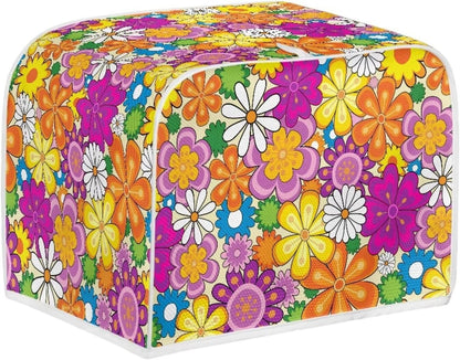 Daisy Print Food Toaster Cover, Multicolor Floral 2 Slice Wide Slot, Anti-dust Small Appliance Cover