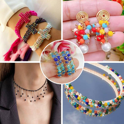 Beadthoven 2736pcs 3mm Faceted Round Glass Beads AB Color Crystal Glass Beads Strands Rainbow Briolette Rondelle Crystal Beads Spacers for Jewelry Making Bracelets Necklaces Earrings DIY Crafts