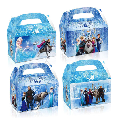 Fnjoe 24pcs Cute Treat Boxes, Blue Snowflakes Party Favor Boxes, Anime Themed Dessert Boxes, Winter Snow Party Supplies
