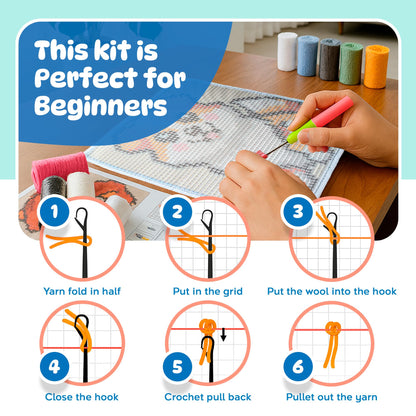 Latch Hook Kit for Beginners – Latch Hook Kits for Adults, Hook Rug Kits & Rug Hooking Kits for Adults – Cupcake Latch Hook Pillow Kit, Latch Hook Kits