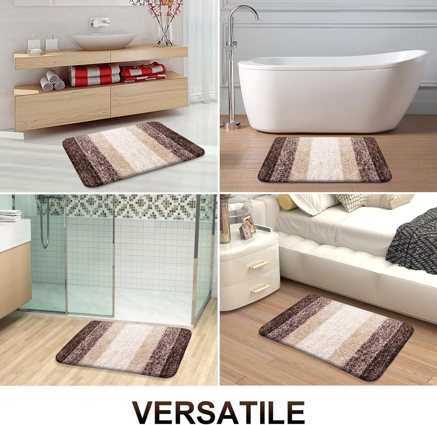 OLANLY Bathroom Rug Mat - Extra Soft Microfiber Non-Slip Bath Carpet | 30x20 Inches, Brown