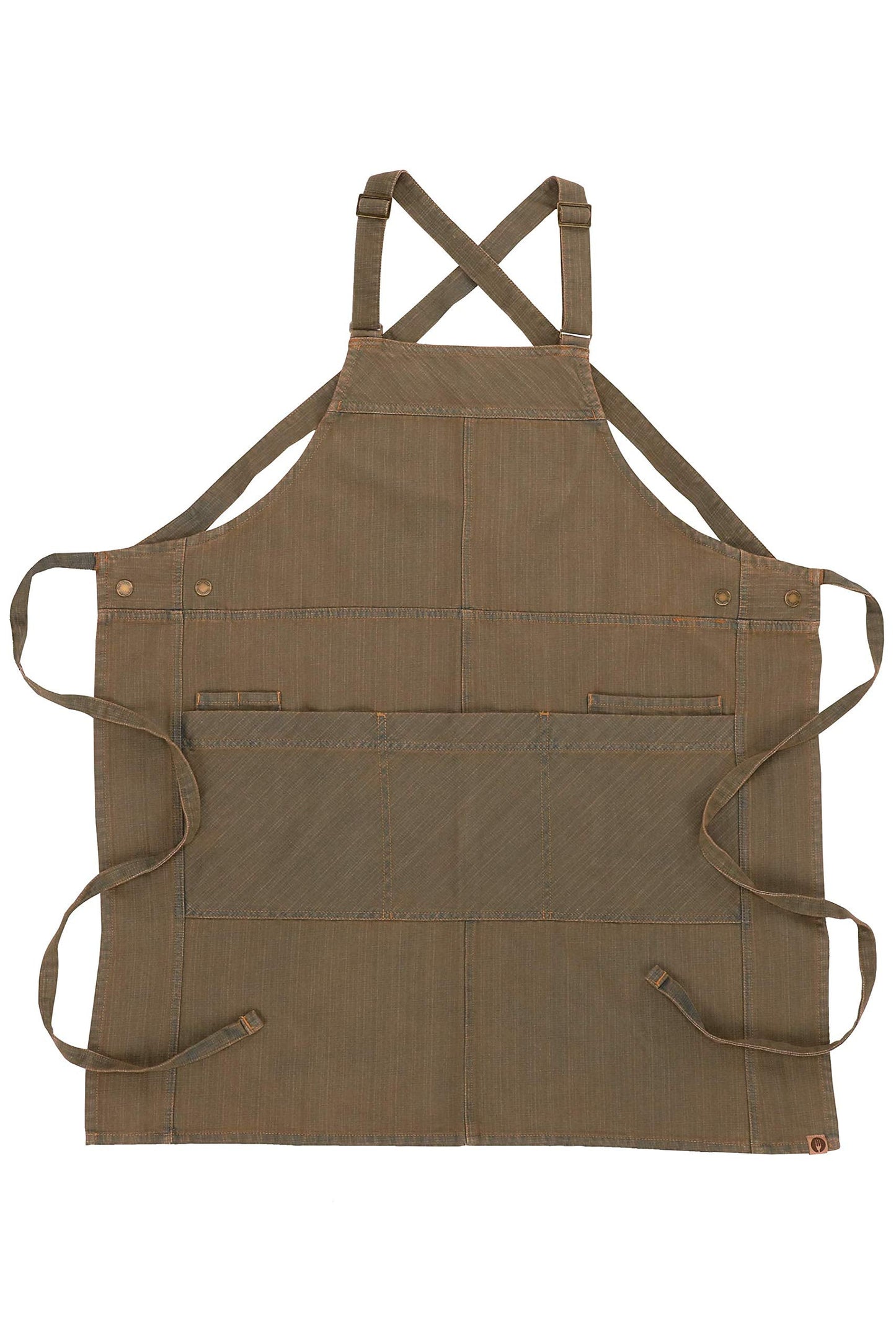 Chef Works Unisex Uptown Cross-Back Bib Apron, Blue Taupe, One Size