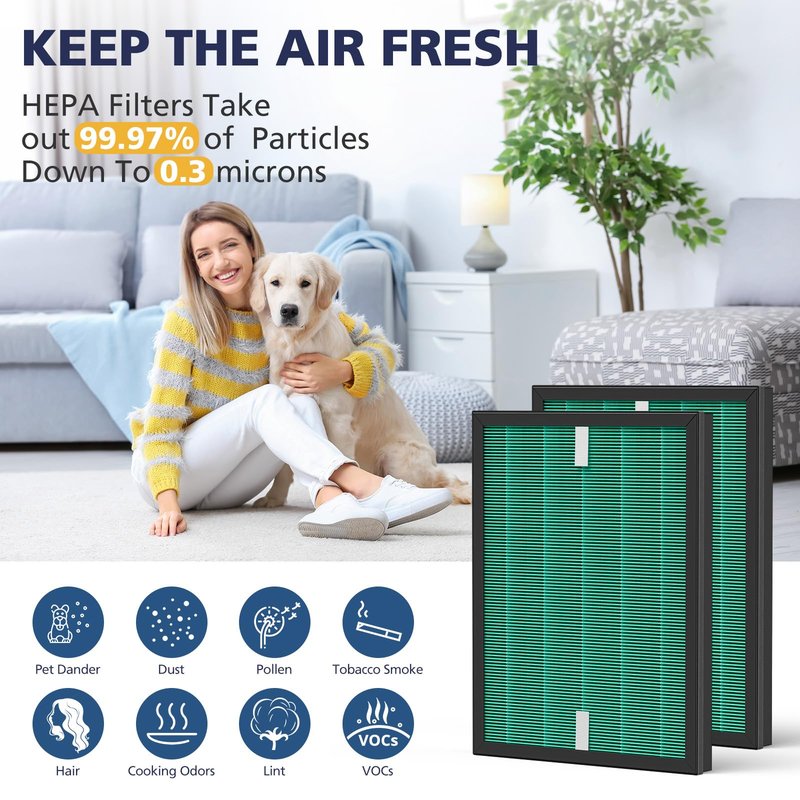 2 Sets 150 Filter Replacement for Coway Airmega 150(W) 150(K) Air Purifier, 2 X HEPA and 8 X Active Carbon Filter, AP-1019C-FP