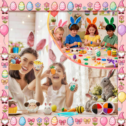 Loufor Air Dry Clay Kits Easter - Modeling Clay for Kids, Ultra Light & Soft, Safe & Non-Toxic, 12 Boxes Model Magic Clay with Sculpting Tools und Tutorials, DIY Creative Arts und Crafts Toys Gifts