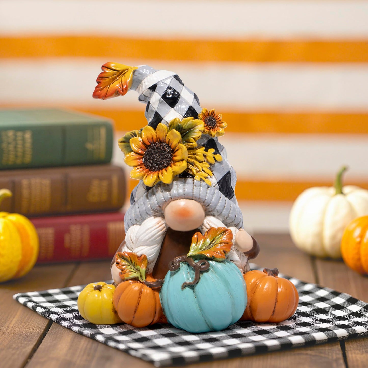 Hodao Fall Thanksgiving Pumpkin Gnome Decorations Handmade Swedish Tomte Gnome Elf for Fall Decor Gift - Thanksgiving Party Centerpiece Decor - Autumn Gift for Dinner Table & Home Display (Grey-2)