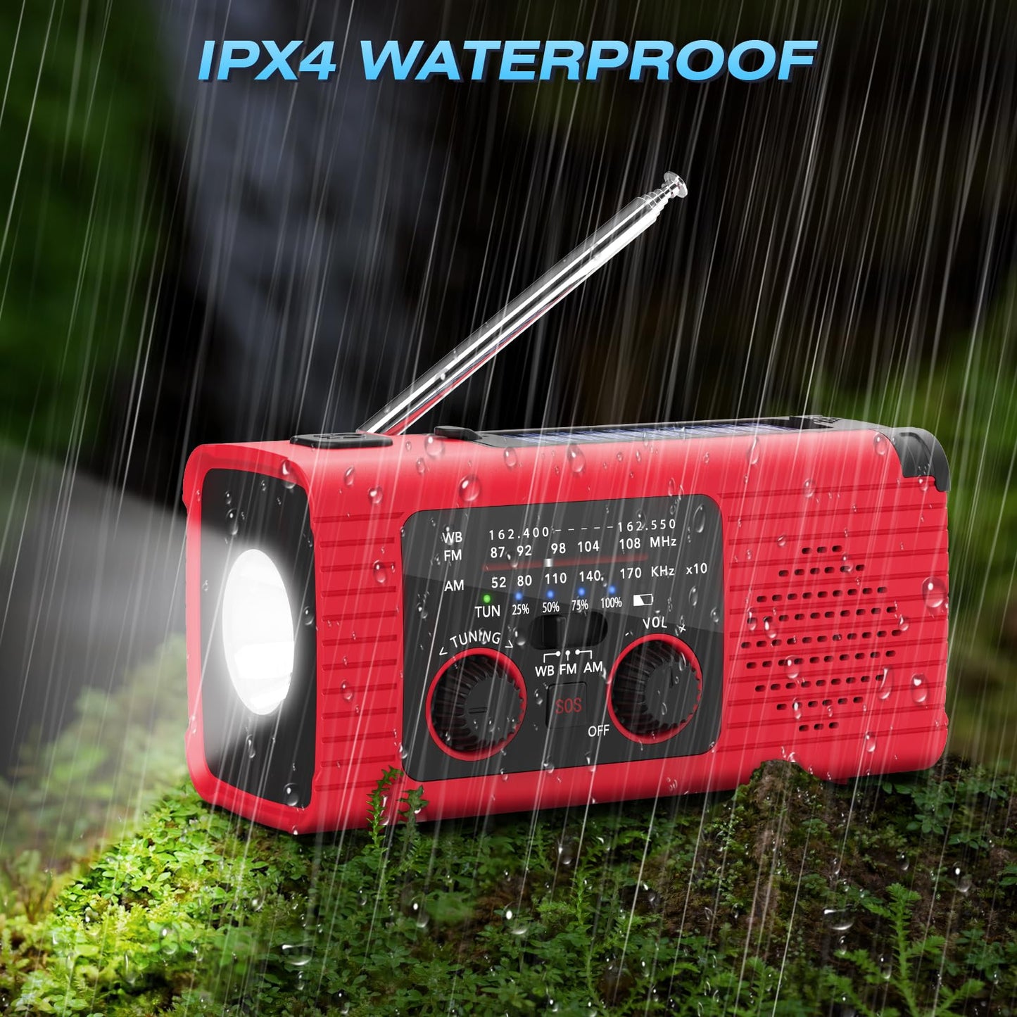 NITIGO Emergency Weather Radio, 4000mAh NOAA Weather Alert Radio Solar Charging, Hand Crank & USB Charged, AM/FM with LED Flashlight, Reading Lamp, SOS Alarm, Headphone Jack for Outdoor Indoor
