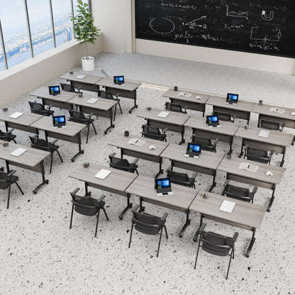 4 Pack Conference Room Tables,Mobile Folding Conference Table with Wheels,Modern Training Locking Rolling Meeting Conference Tables with Flip-Top for Office Classroom Business,6-12 Person,71IN