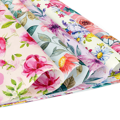 VIVIQUEN 24 Pack Floral Pattern Double-Sided Paper, 12-inches Flower Textured Scrapbook Paper Craft Paper Folded Flat for DIY Background Card Making Scrapbook Photo Album Decor