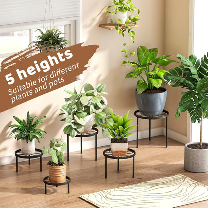 5 Pack Metal Plant Stand Indoor Outdoor Heavy Duty Plant Stands Anti-Rust Iron Flower Pot Stands,Flower Pot Stand Plant