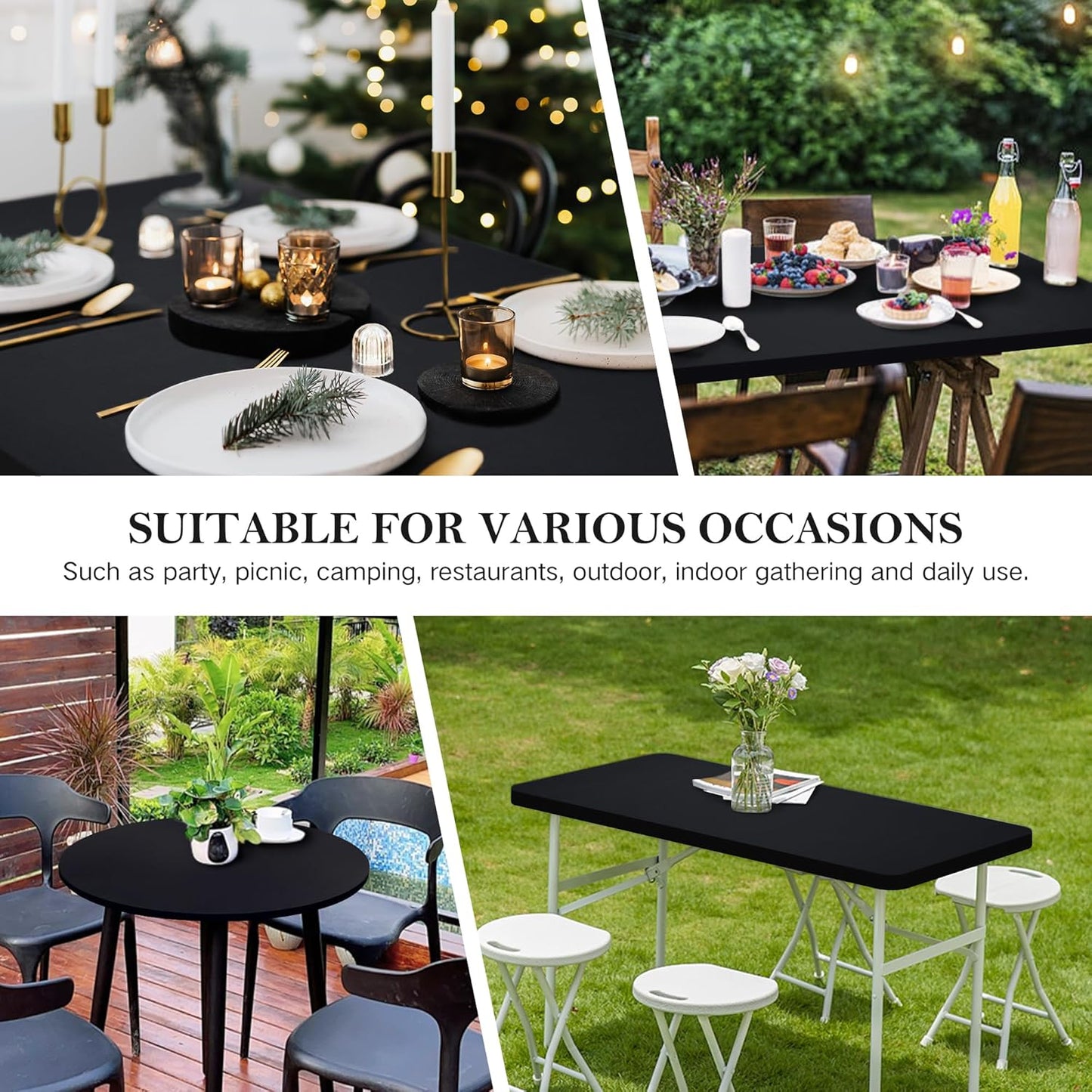 34 34 Inch Wolkemer Fitted Square Tablecloth Spandex Stretch Blue Cocktail Table Cover Elastic Edge Table Topper Cap