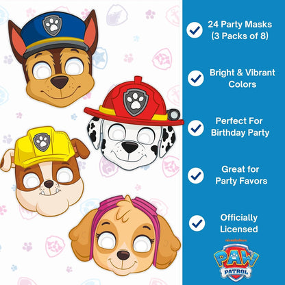 Paw Patrol Party Masks - 24 Count | Officially Licensed Kids Birthday Party Favors & Decorations