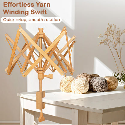 Wooden Yarn Umbrella Swift Winder - Rosewood Yarn Skein Holder - Yarn Swift Winder for Crocheting & Knitting (Beachwood Umbrella Swift)