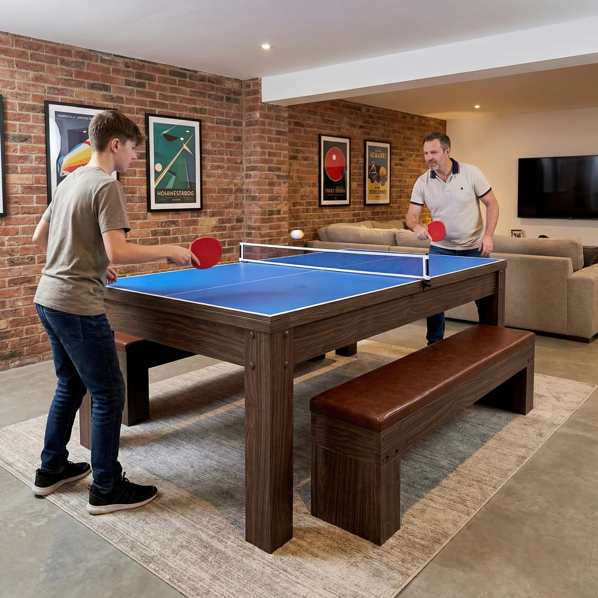 ComeWay Board Game Table with Rotating Cup Holders for 6 Players, Hexagon Gaming and Dining Table with Removable Table Top & Non-Slip Play Mat, Multifunctional Table with for DND/Poker/Card Games