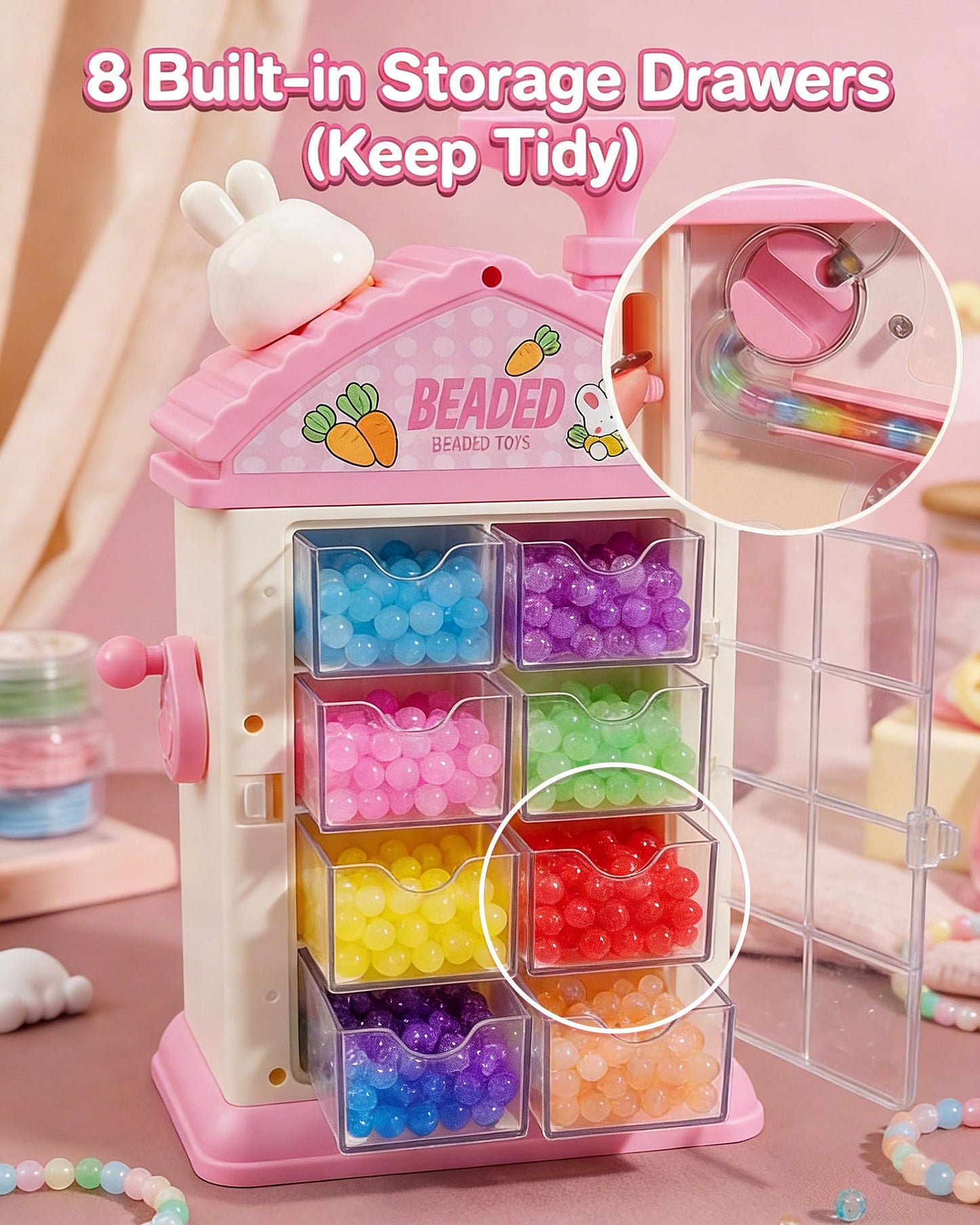 Eohemeral Bracelet Making Kit for Girls 6-12, Jewelry Making Kit with 800 Beads, DIY Bracelet Maker Machine, Built-in Storage & Bead Recycler, Kids Crafts Toy No Batteries Required (Pink)