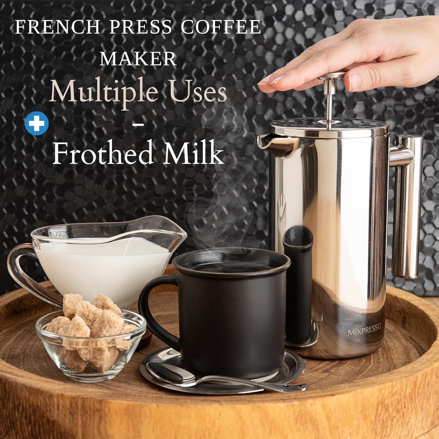 Mixpresso Stainless Steel French Press Coffee Maker, 27 Oz 800 ml, Easy Clean & Press, Double Wall Insulated