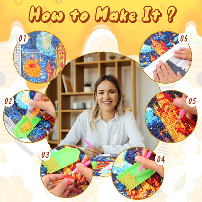 Orange Sky Castle Pumpkin Diamond Painting Kit for Adult, DIY Full Drill Diamond Art for Beginner, 5D Diamond Dots Kits Painting Crafts for Home Decor 12x16 inch