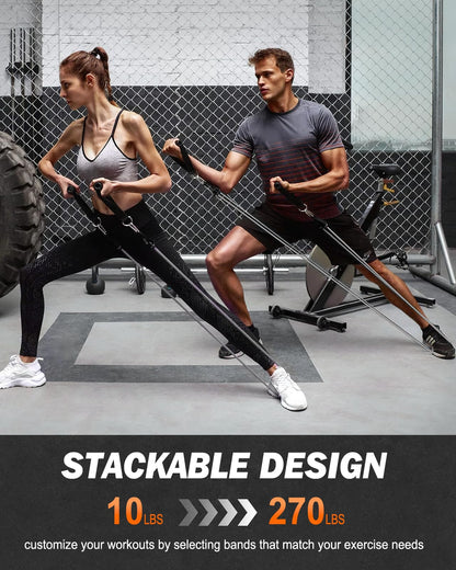 Zacro Resistance Bands for Working Out, 270 LBS Heavy Exercise Bands with Handles for Heavy Resistance Training, Home Gym Workout, Men/Women