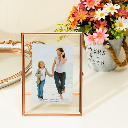 Calculs Rose Gold Floating Frame Vertical Shelf Picture Frame Tabletop Rose Gold Sign Photobooth Place Card/Menu Holder for Wedding, Party, Ceremony or Home Décor