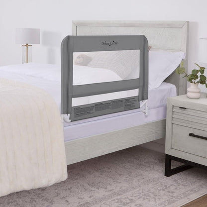 Dream On Me Mesh Security Bed Guard Rail for Toddlers 2–5 Years, Fits Twin–King Beds, Reinforced Anchor System, 2 Adjustable Heights, Grey, Not for Cribs/Toddler Beds