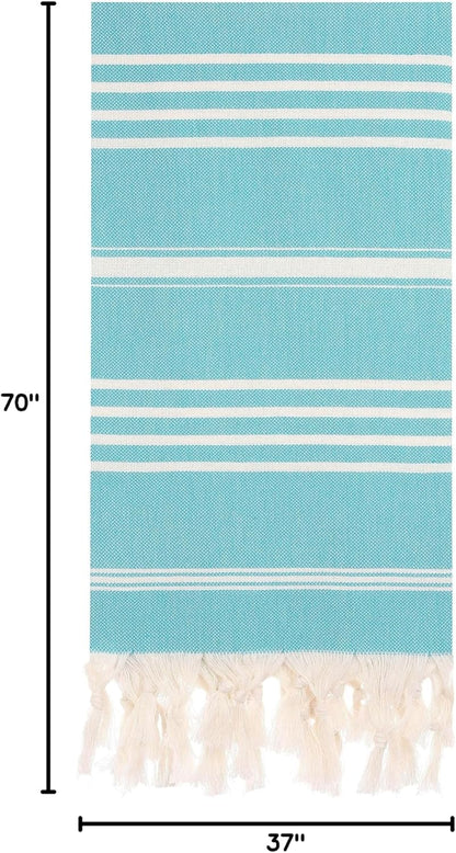 Cacala Turkish Hand Loomed Towels, 100% Cotton Sultan Series, 37" x 70" for Shower, Spa, Pool, Gym, Yoga