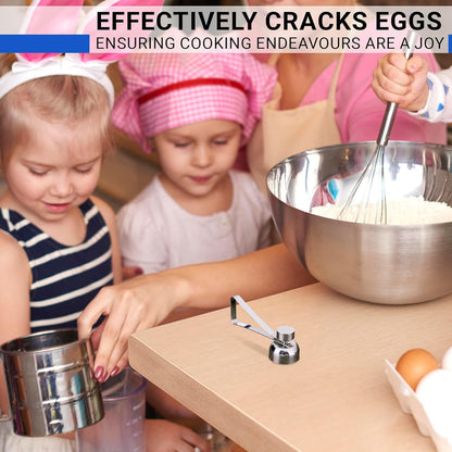Egg Cracker Tool for Raw Eggs - Stainless Steel Shell Opener with Ergonomic Design, Adjustable Effort, Durable Build