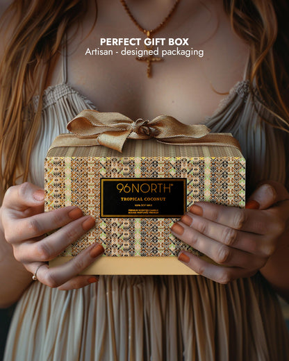 96NORTH Luxury Coconut Soy Candle | Large 3 Wick Jar Candle | Up to 50 Hours Burning Time | Tropical Beach Scented Candles for Home | 100% Natural Soy Wax | Housewarming Gift for Women and Men