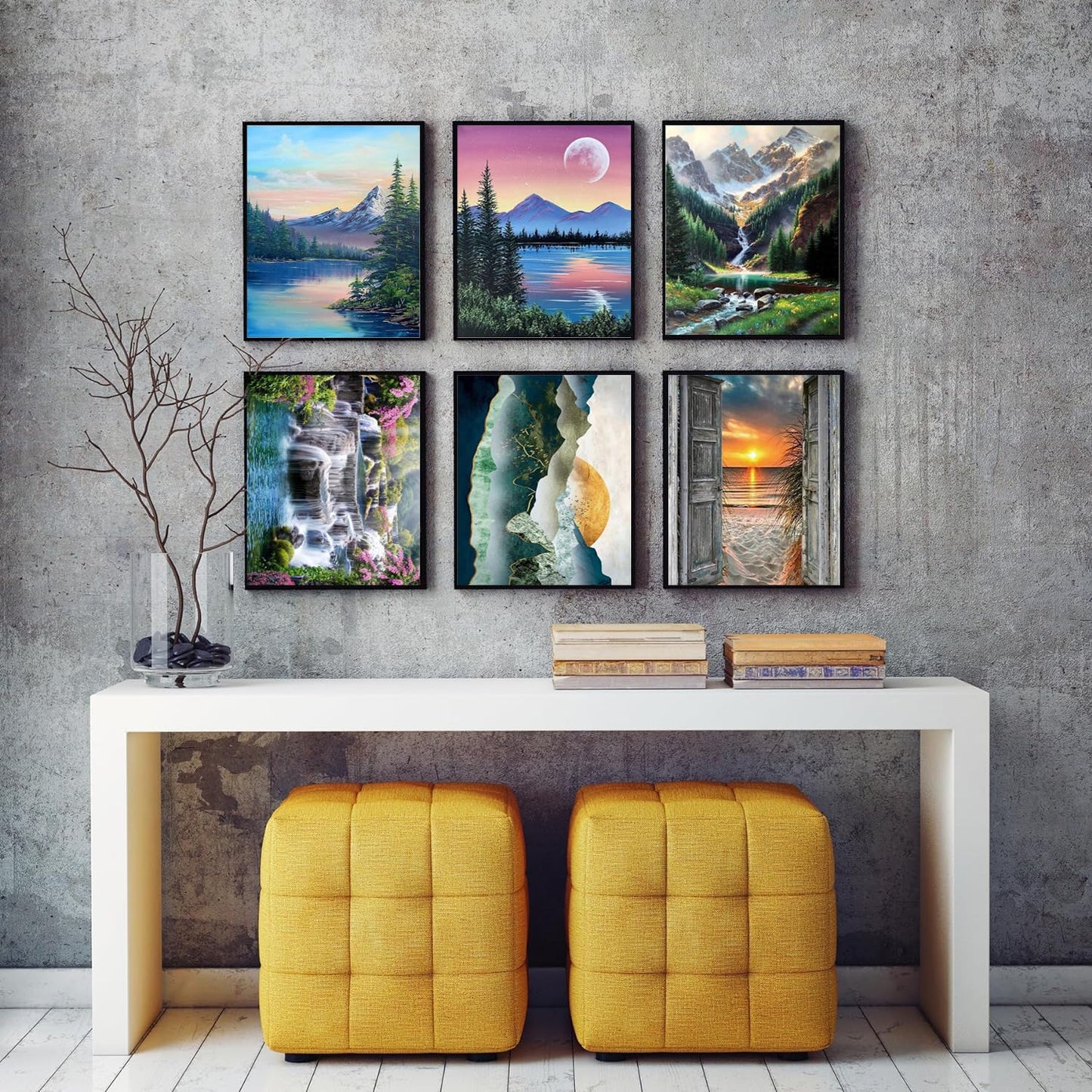 DOTZSO 6 Pack Diamond Painting for Adults 5D Diamond Painting Kit DIY Full Diamond Art kit with Diamond Painting Crystal Art and Craft for Beginners 12x16 inches (Landscape)