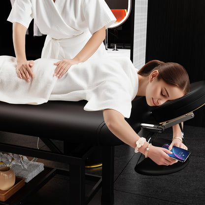 Dolonm Heating Function 30 Wide x 75 Long Heavy Duty Electric Stationary Massage Table with Backrest Adjustable and Storage Space for Treatment/Medical Spa/Facial/Beauty/Massage Bed and More - Black