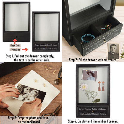 TJ.MOREE Memorial Gifts in Memory of Loved One Gifts Sympathy Gifts for Loss of Mother Father Remembrance Shadow Box - Because Someone We Love is in Heaven There is a Little Bit of Heaven in Our Home
