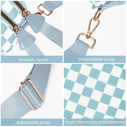 Checkered Crossbody Bum Bags for Women Nylon Checkered Purse Checkerboard Fanny Pack