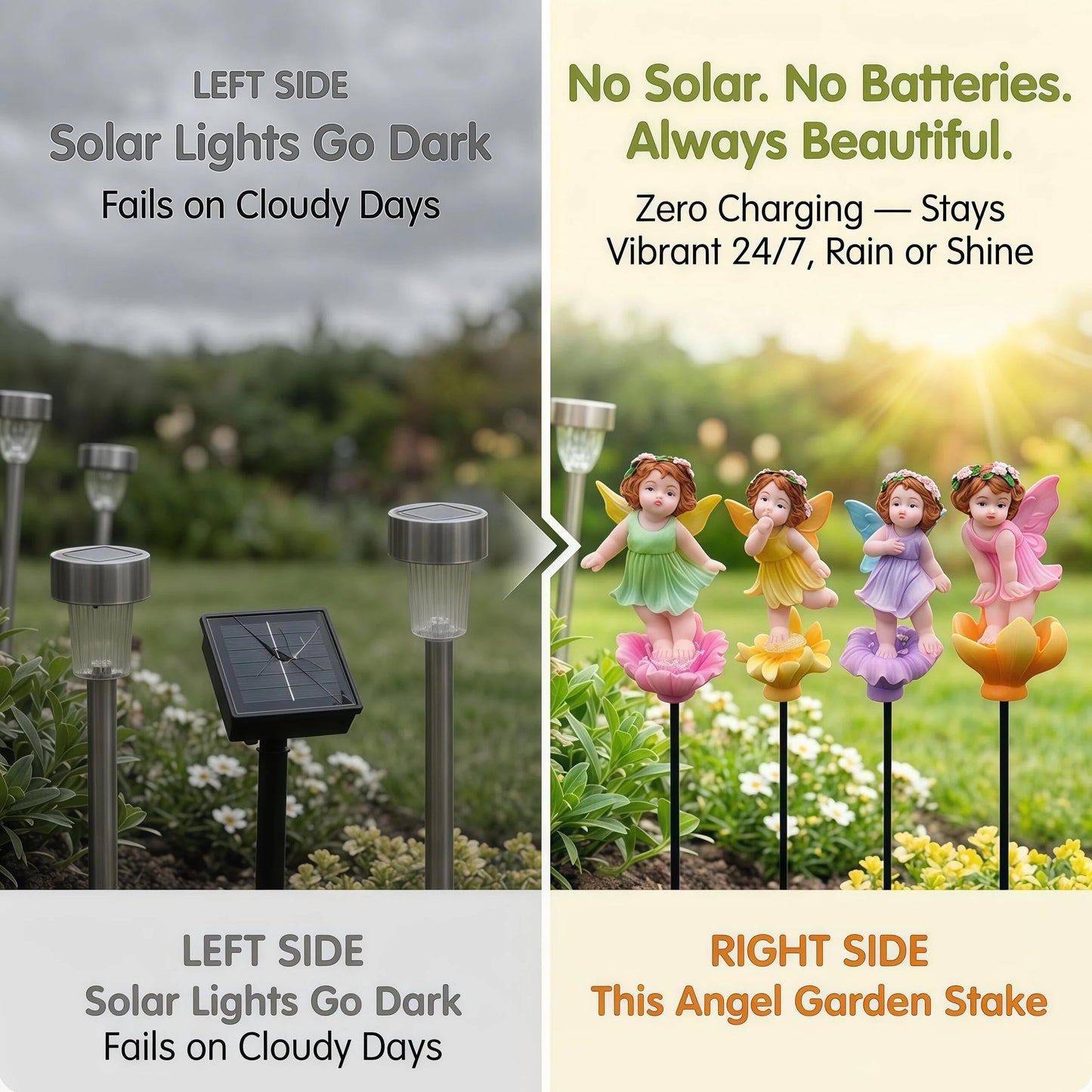Uswin 4 Pcs Fairy Garden Stakes Accessories Outdoor - Miniature Fairy Figurines with Stakes - Resin Garden Fairy Decor for Potted Plants, Flower Beds & Lawn